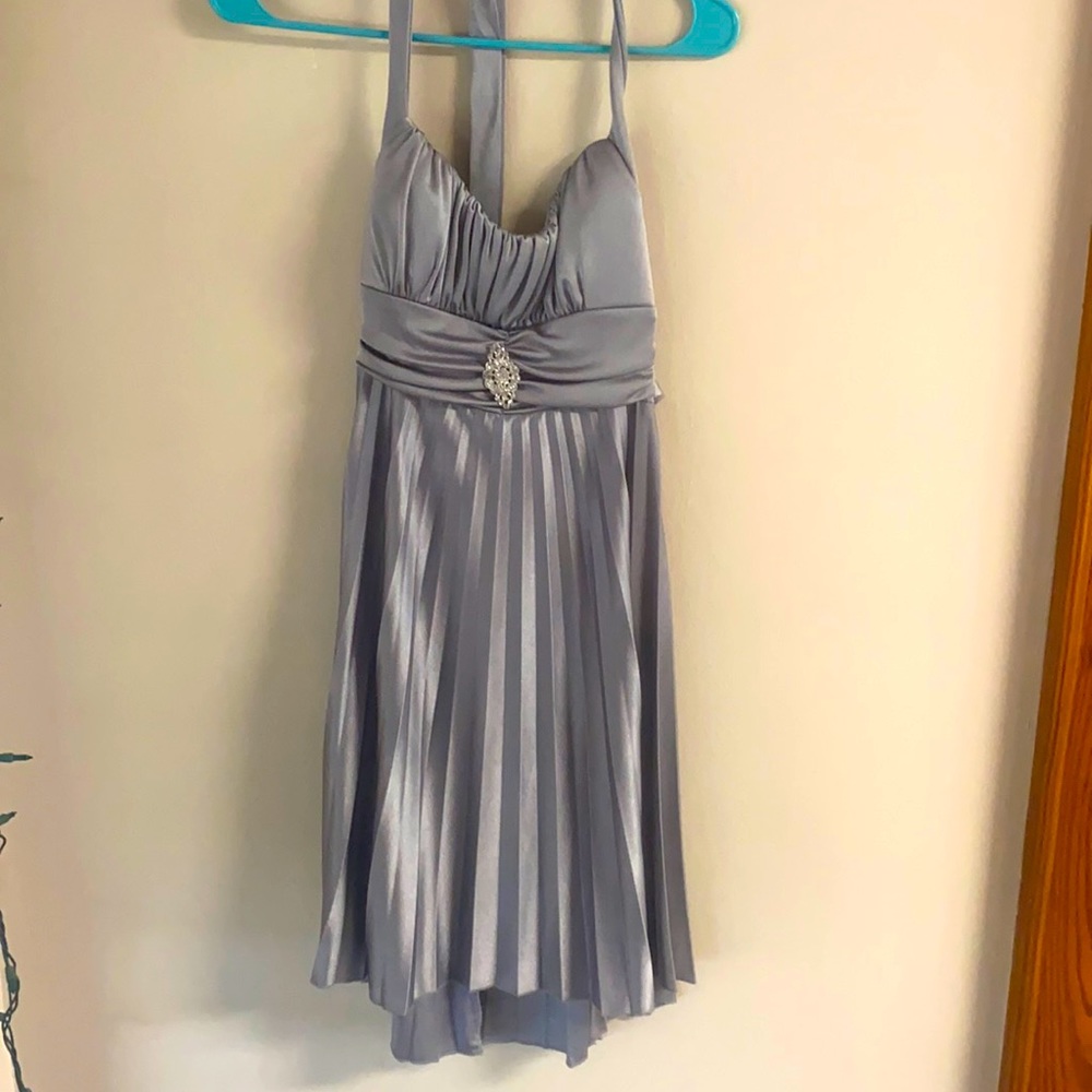 Silver halter top Formal dress